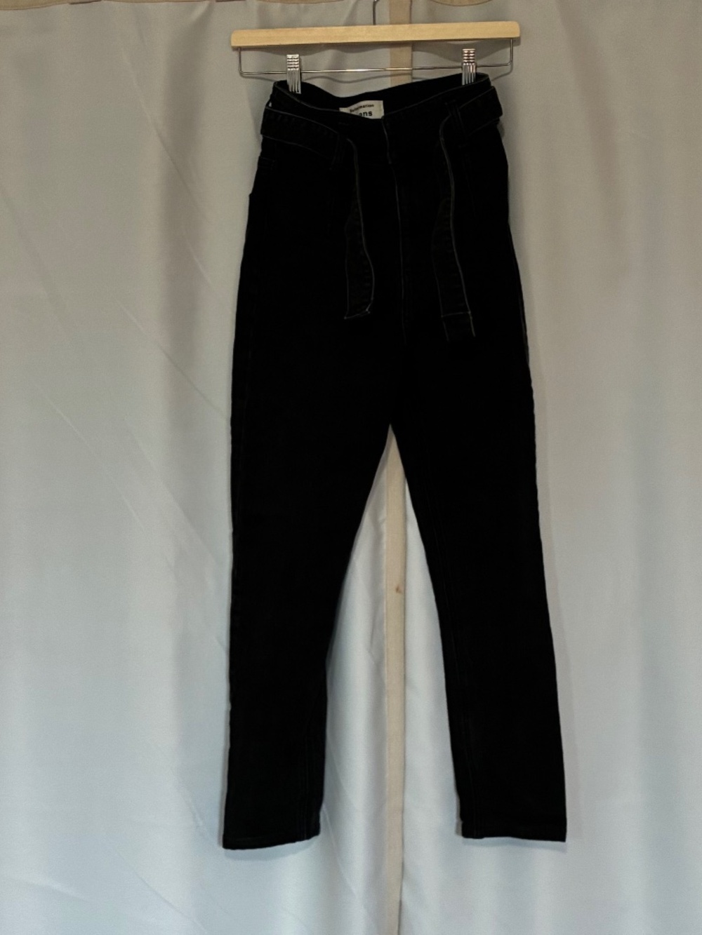 Reformation High Wasted Belted Black Jeans